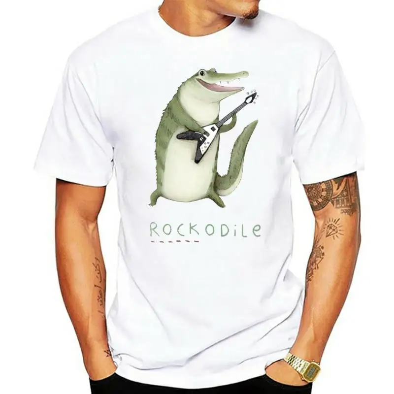 Funny Rock Crocodile T-Shirt Summer Men's Hipster Cool Short Sleeve Tee Shirts High Quality Animals Printing T Shirts Tops