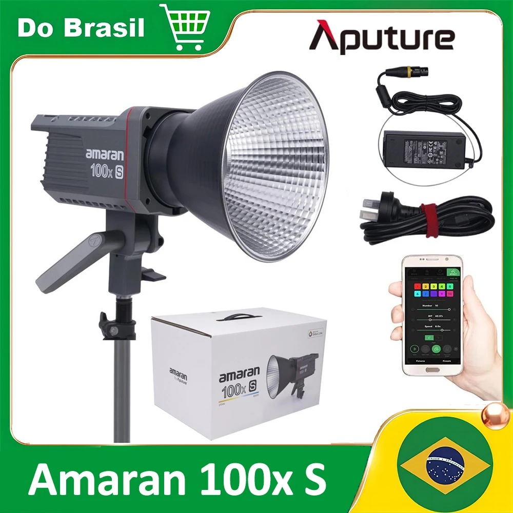 

【Do Brasil】Amaran 100x S Bi-Color COB LED Video Light 100W Bowens Mount CCT 2700K-6500K DC/AC Power Supply APP Control by Aputur