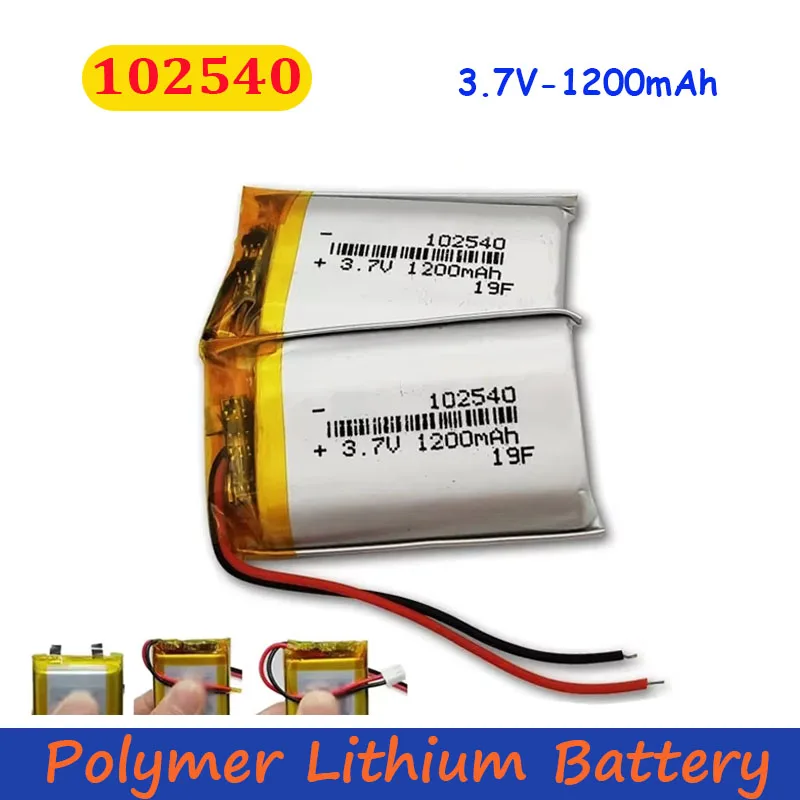 Lipo 3.7V 1200mAh 102540 Rechargeable Lithium Polymer Battery Applicable To Bluetooth MP4 MP3 VR Glasses Desk Lamp Power Tools