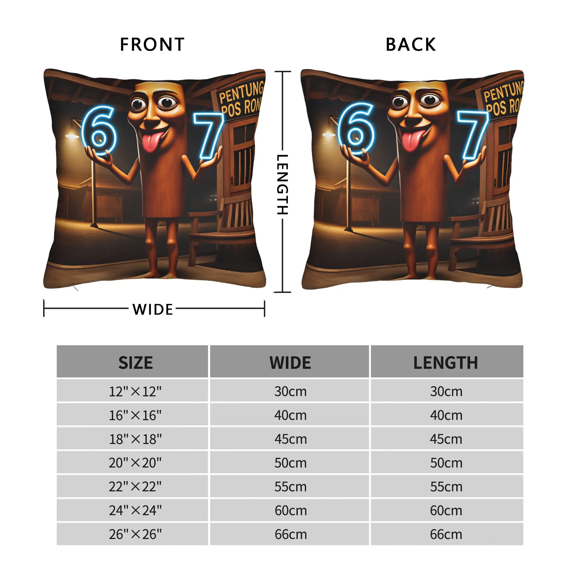 Tung Neon Number 67 Night Station Character Pillow Case  Print Pillow Cover Fashion Cushion Cover For Chair Sofa Home Decor