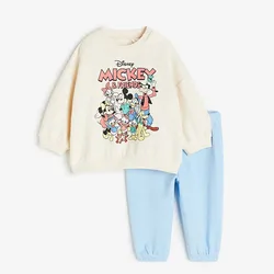 Disney Mickey dres dziecięcy wiosna jesień bluzy z długimi rękawami garnitur chłopcy i dziewczęta topy dziecięce + spodnie 2 sztuk/zestaw odzieży