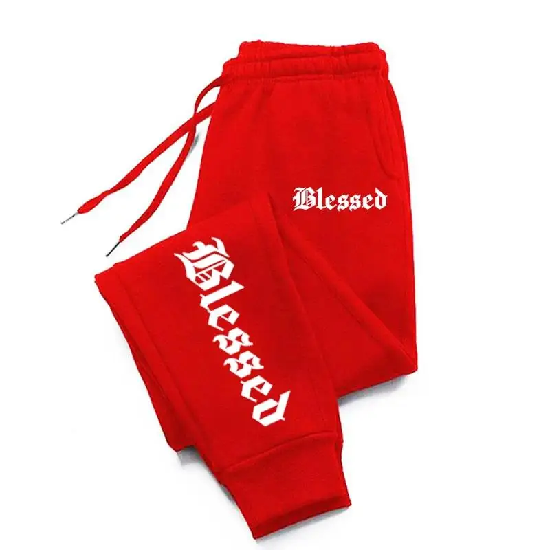

Letter of Blessing printed men's and women's Y2K pants Jogging activewear leggings Sportswear men's drawstring sweatpants