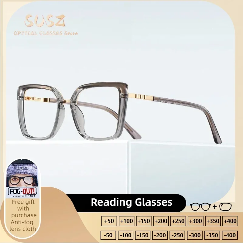 SUSZ Everyday Wear Round Frames Progressive Multifocal Anti-Blue Light Reading Glasses Fashion Myopia Prescription Eyeware