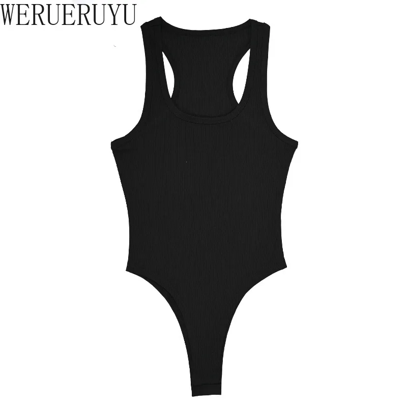 Sleeveless Bodysuit Women One Pieces Tank Top Streetwear Black White High Waist Off Shoulder Bodysuits Summer Clothes Women 2024