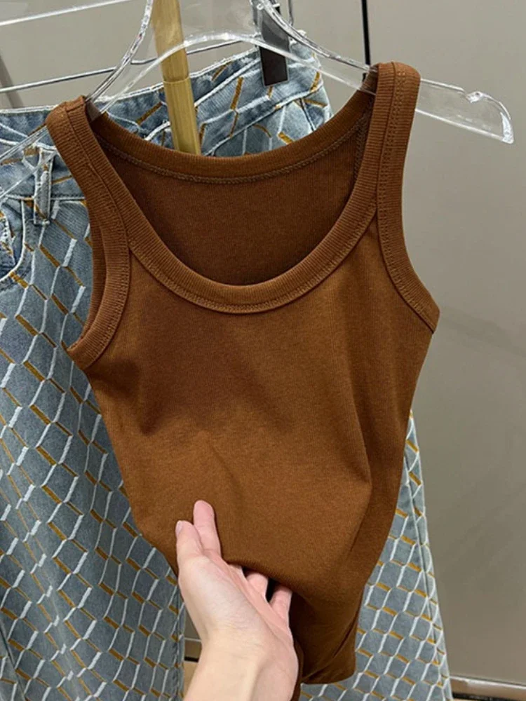 Frauen 2026 Sommer Vintage Ärmellose Camis Einfarbig Grundlegende Rippen Gestrickte Tank Top 90 s Coole Mädchen Streetwear Grün Weiche tees