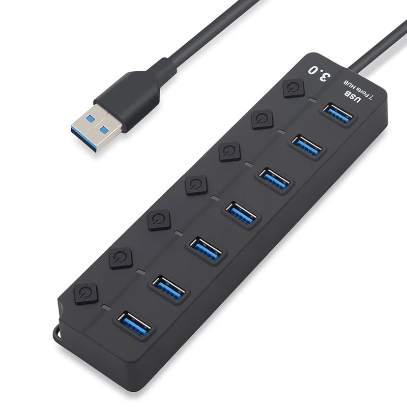 USB HUB 4/7 Ports USB3.0 Cable Splitter with Power Switch Out USB 2.0 Extend Adapter Data Transfer Dock Station