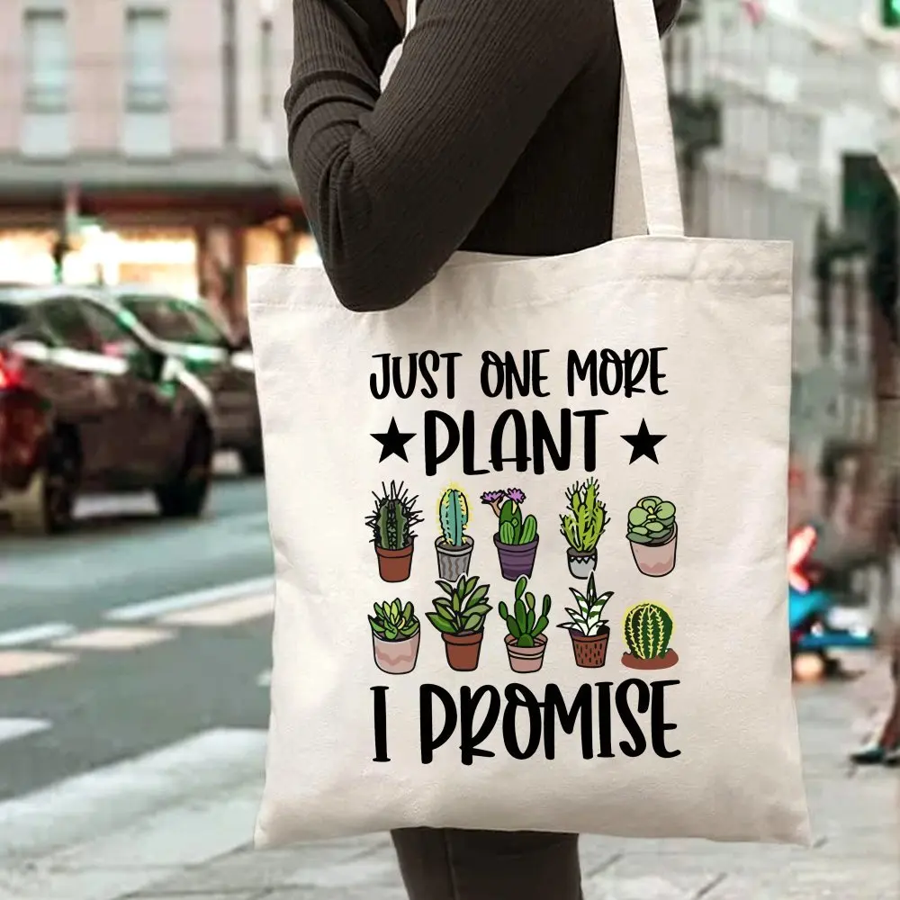 

Aesthetic Gardener Canvas Tote Bag - Plant Lover Gift, Large Capacity Durable Canvas Tote Bag with Potted Plant Print