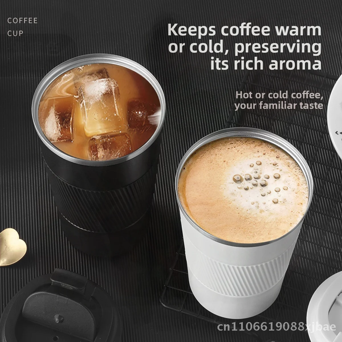 

304 Stainless Steel Thermos Cup Thickened Portable Vacuum Insulated Coffee Cup for Home Car Office with Locking Buckle Large