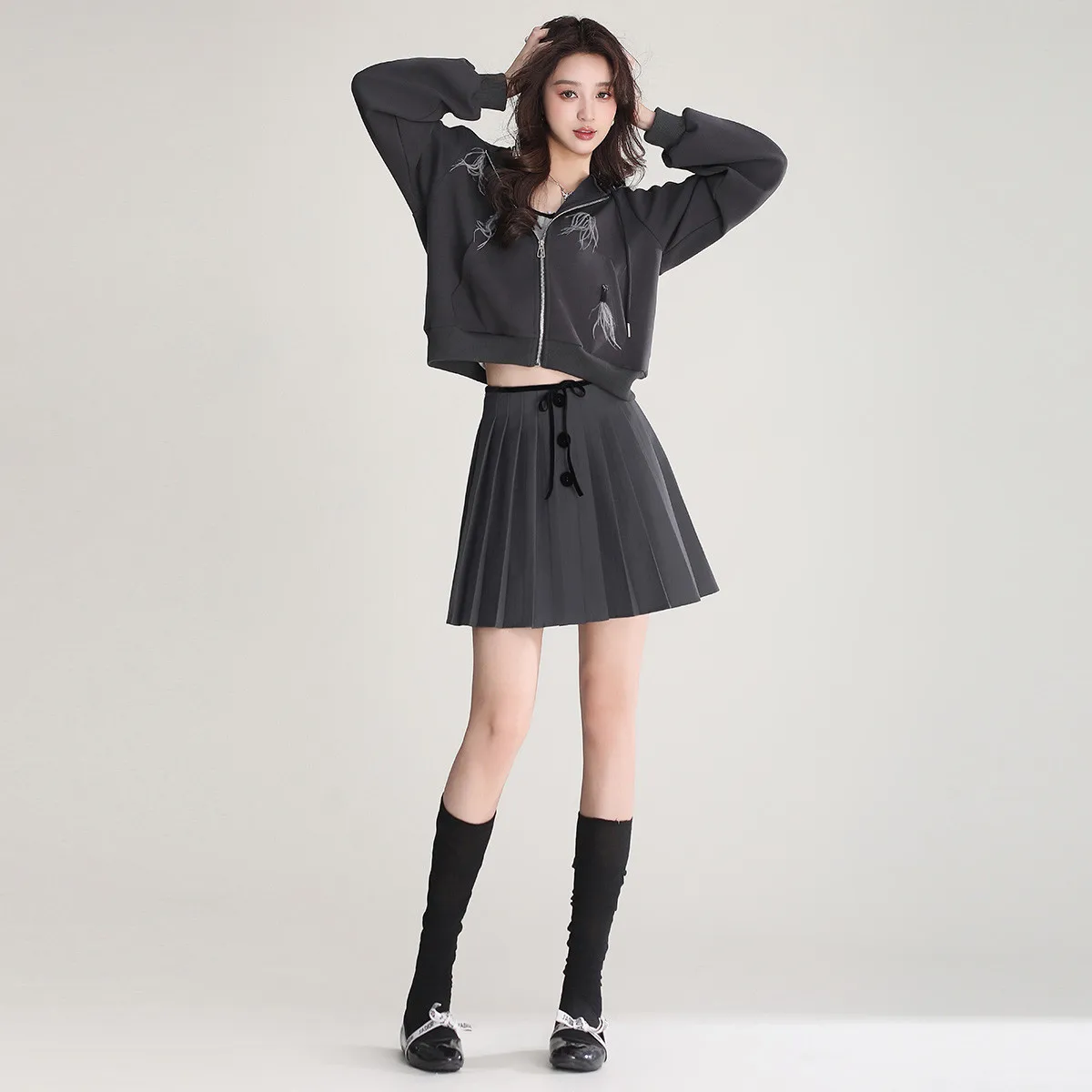 High waist A-line pleated mini skirt Side zipper designshort skirt woman Sweet Fashion Women's Clothing New 2025
