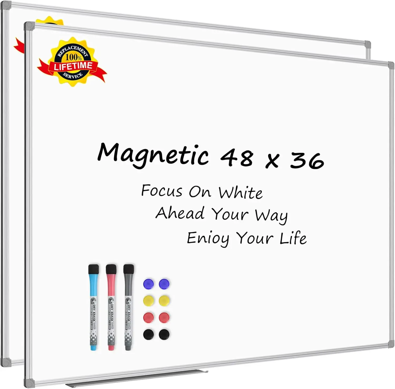 

48 x 36 Inch Magnetic Whiteboard 2 Pack with Smooth Surface for Office School and Home