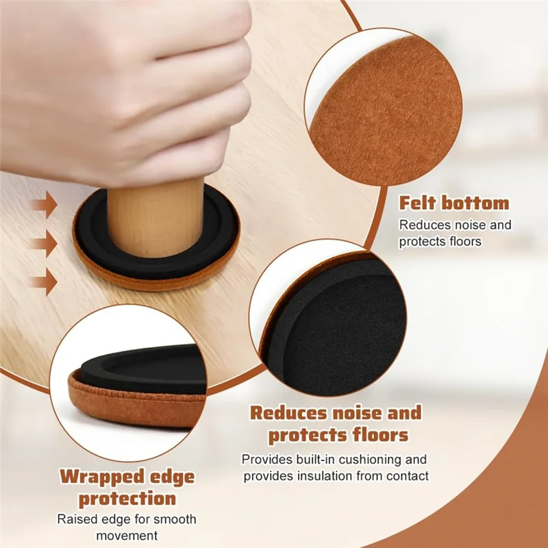 A01F-Furniture Glides 16 unidades para móveis pesados sentimentos de feltro redondos de 89 mm e protetores de piso Eva