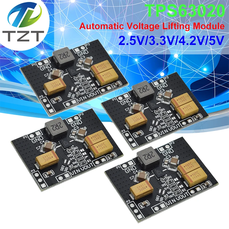 TPS63020 Automatic Buck-boost Step UP /  Down Power Supply Module 2.5V 3.3V 4.2V 5V Lithium Battery Low Ripple Voltage Converter