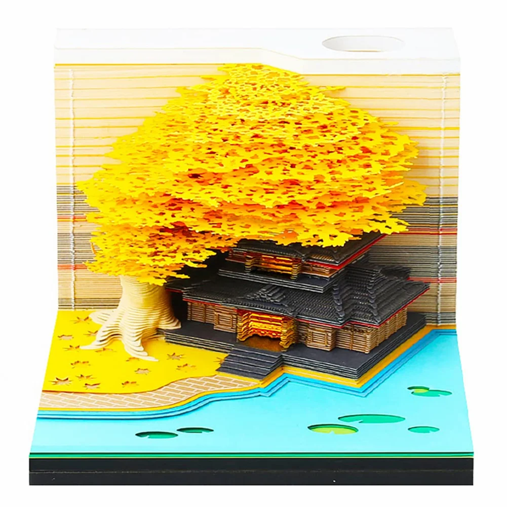 

3D Memo Pad DIY Sticky Notes With LED Omoshiroi Block Notepads Cube Marriage Tree Paper Sculpture Note Pad Wedding Birthday Gift