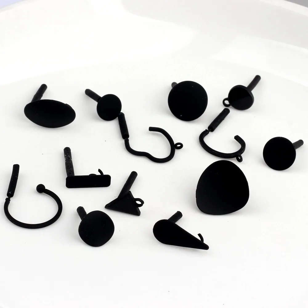 Black Rubber Paint Geometric Earrings Base Connectors Linker 10pcs/lot For Diy Jewlery Making Supplies Bulk Items