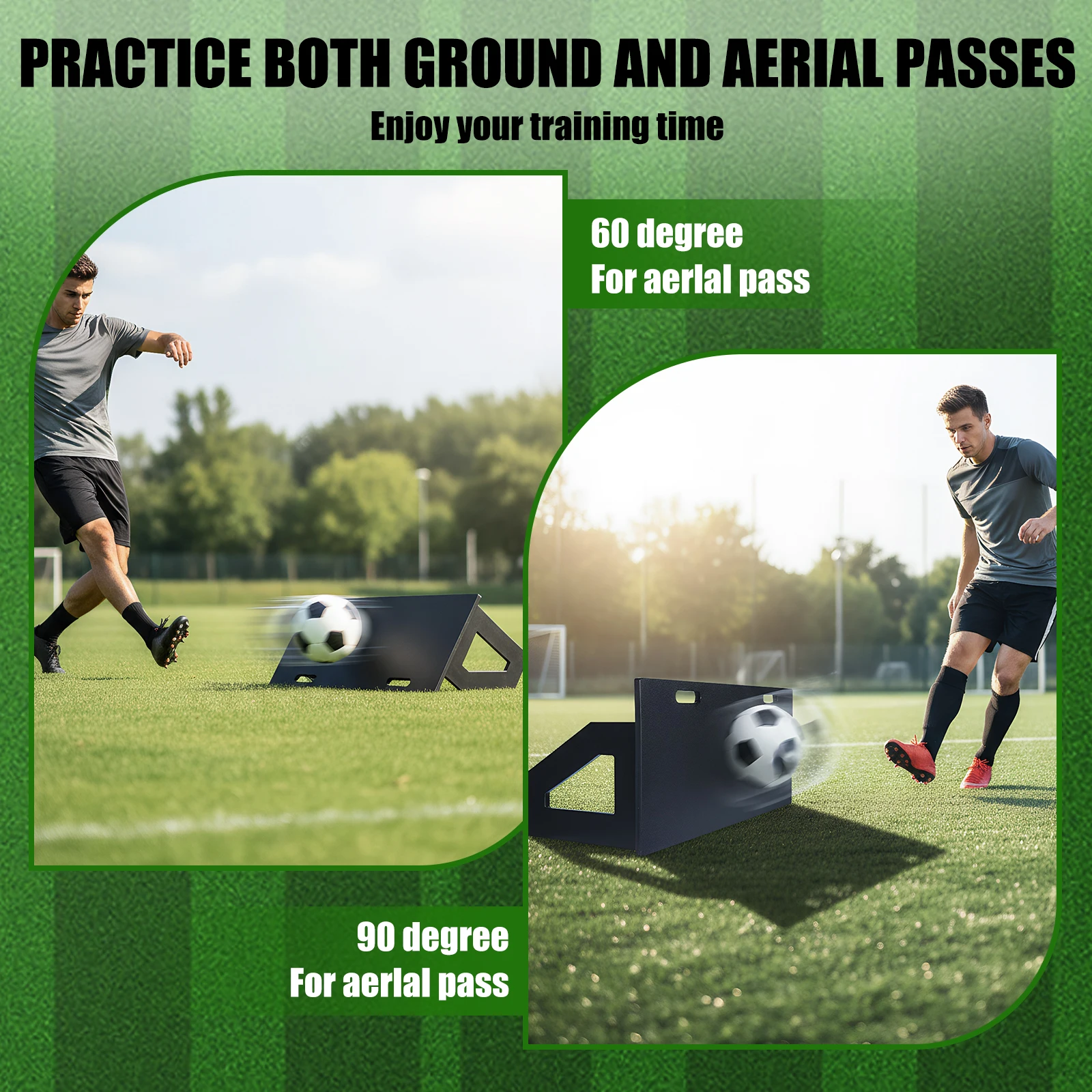 

Soccer Rebounder Board 100x40cm Portable Soccer Training Board Adjustable Angles for Passing & Practice