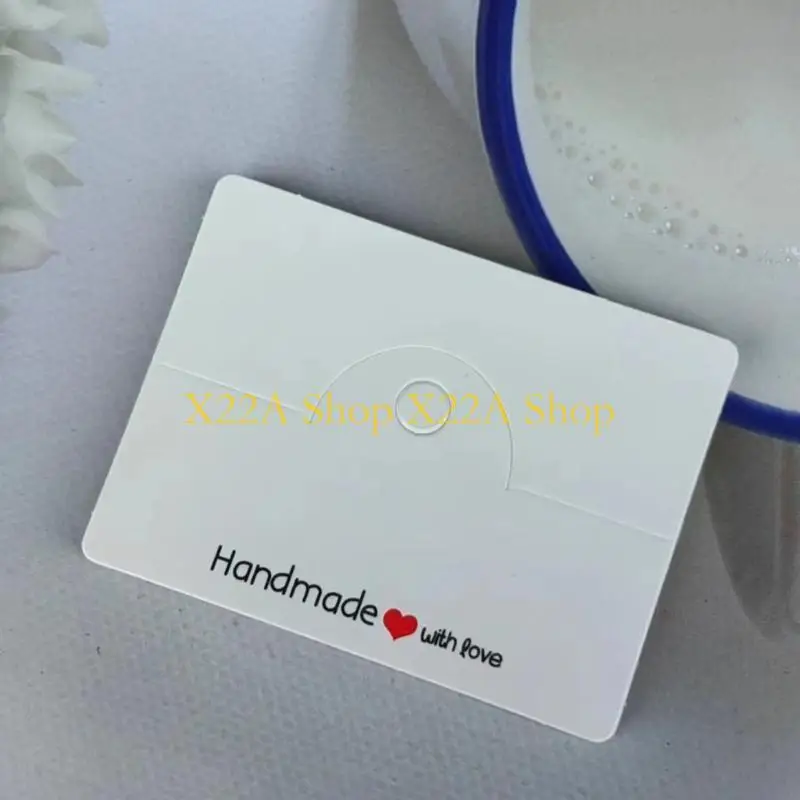 

Unique 100pcs 8x6cm Bracelet Display Cards Handmade with Love Print Kraft Paper Card