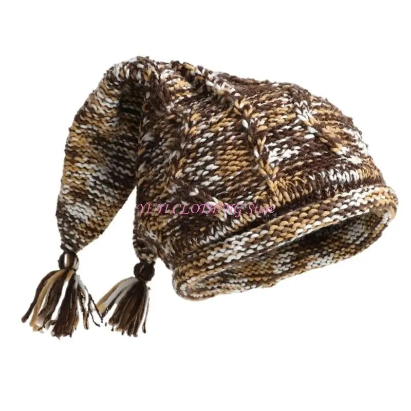 N5KF Fashion Crochet Clown Hat for Adult Lovely Knitted Skull Hat Winter Autumn Outdoor Activity Caps Windproof Hat Headwear