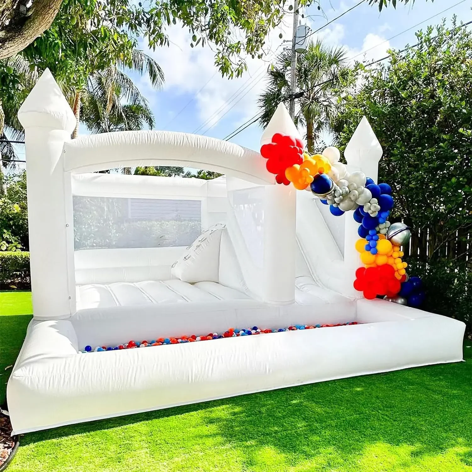 Outdoor Wedding Party 13/10ft Large Bounce House Inflatable Commerical With Slide White Inflatable Bounce House  For Adults