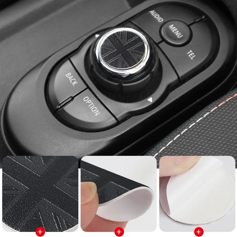 2pcs Car Central Control Multimedia Button Cover Volume Knob Sticker For MINI Cooper JCW F55 F54 F56 F57 F60 Countryman Clubman