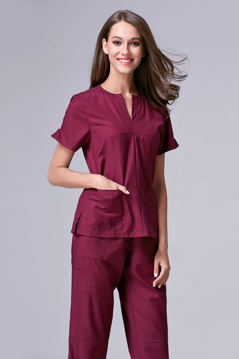 Conjunto de uniforme médico respirável feminino, roupas de trabalho, salão de beleza saudável, médicos slim cabido scrubs, Pet Clinic, verão