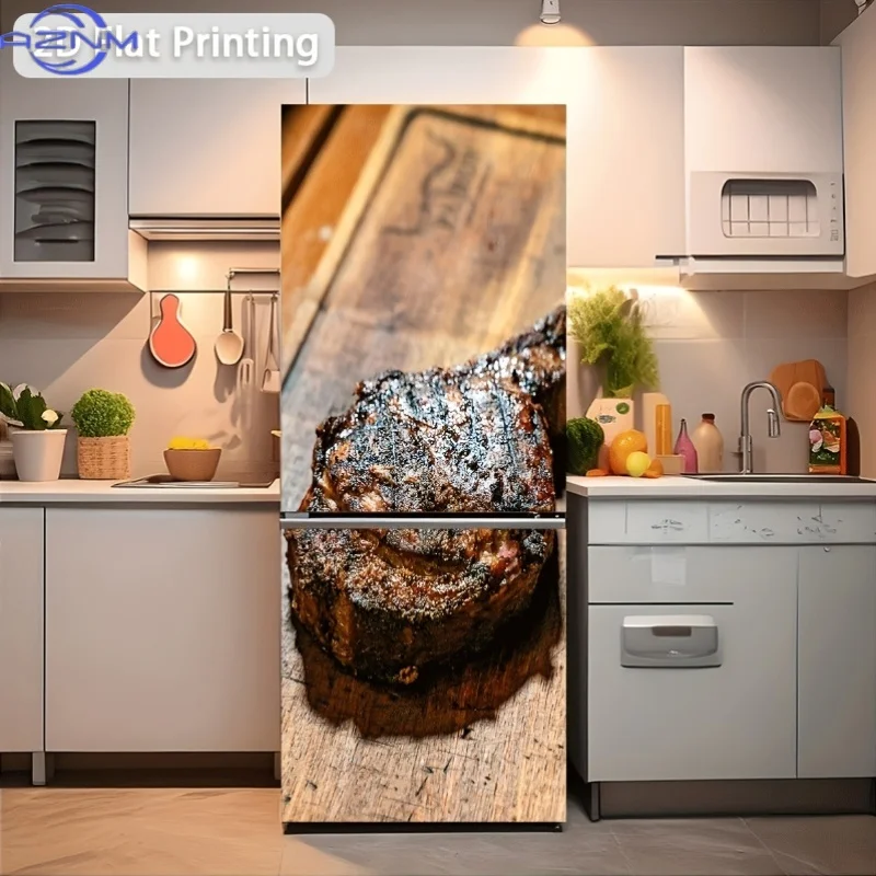 1pc 2D Pattern Printed Refrigerator Sticker, 60X180Cm Sorry, This Image Shows Steak, Not Wall Sticker, Unable to Generate Wall