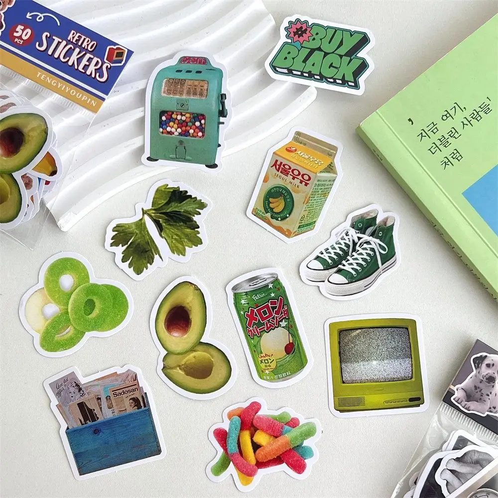 50 Pcs/Bag Ins American Retro Sticker Funny Cute Refrigerator Decal High Appearance Level DIY Hand Tent Dog Stickers Notebook