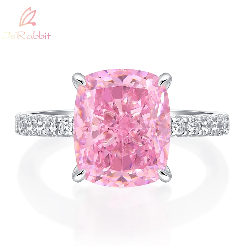 

IsRabbit 18K Gold Plated Cushion Cut 9*11MM Fancy Vivid Intense Purple Pink Sapphire Rings 925 Sterling Silver Romantic Jewelry