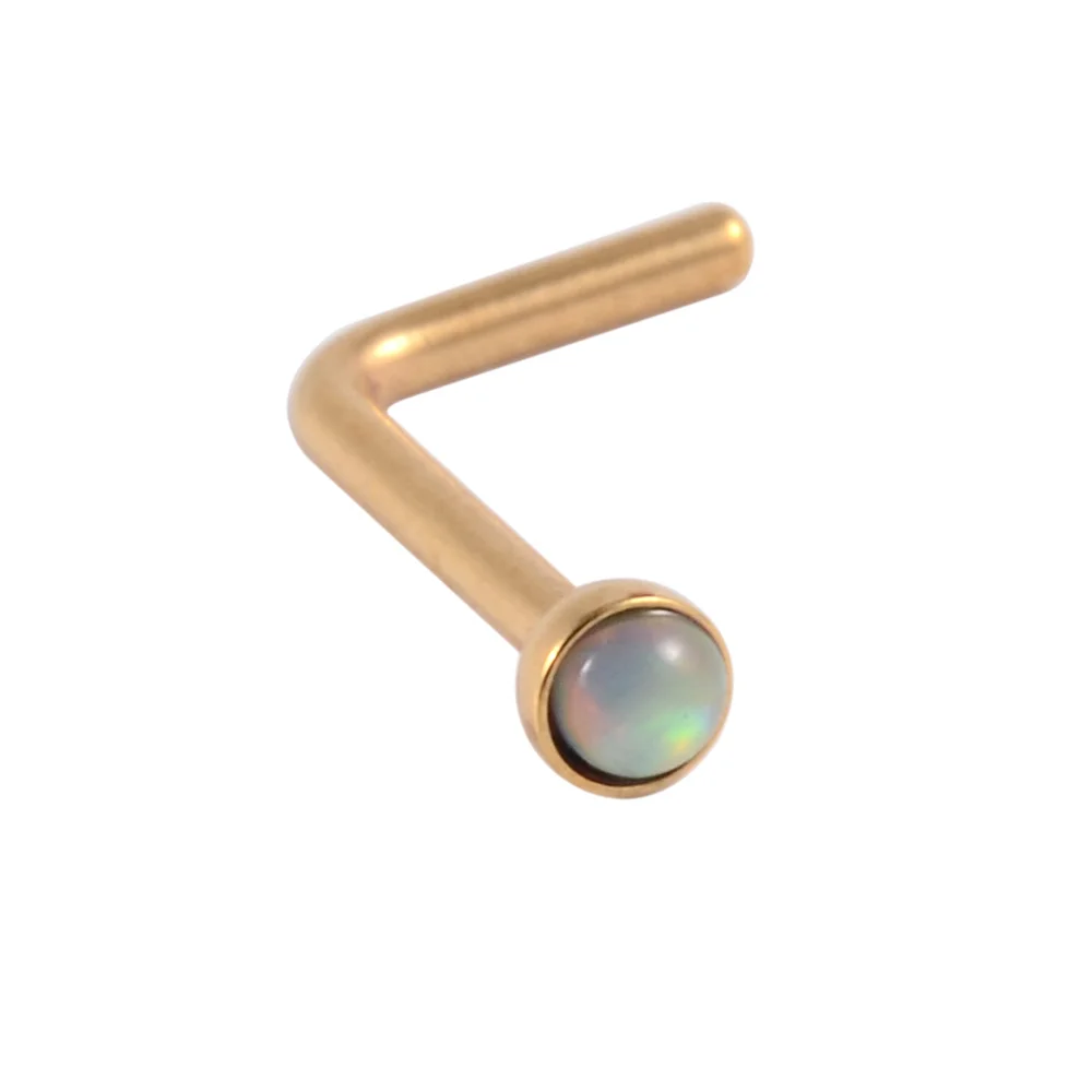 1PC Surgical Steel Opal Nose Bone Ring Crystal Heart Star Round Top Screw Nose Piercing Retainer Holder Nazir Stud Body Jewelry