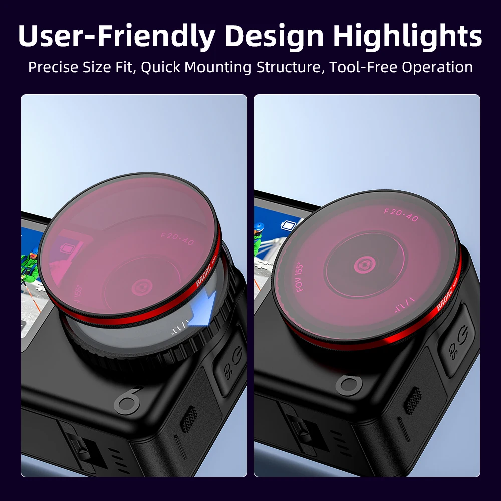 BRDRC Filter for DJI Osmo Action 6,HD Optical Glass with Nano Coating,Scratches & Fingerprint Proof,for DJI Action 6 Accessories