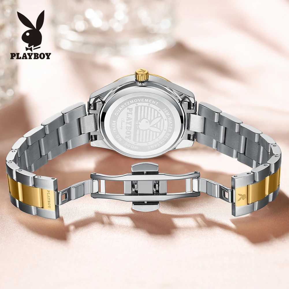 PLAYBOY 3302 Brand original authentic watch for woman Stainless steel strap, wavy pattern dial, quartz women's watch