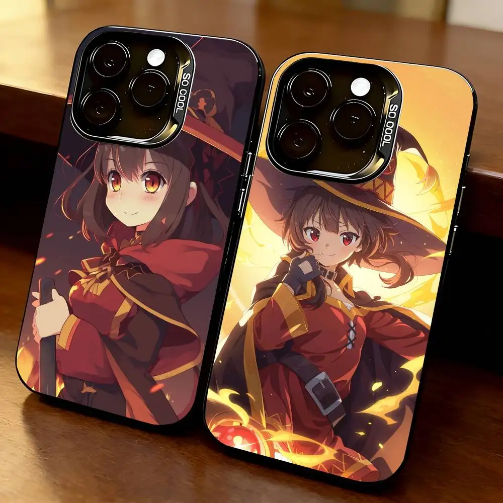 

Megumin-n Anime KonoSubaS-S Phone Case For iPhone 17,16,15,14,13,12,11 Plus,Pro Max,XS,Colorful Silver Phone case Funda Cover