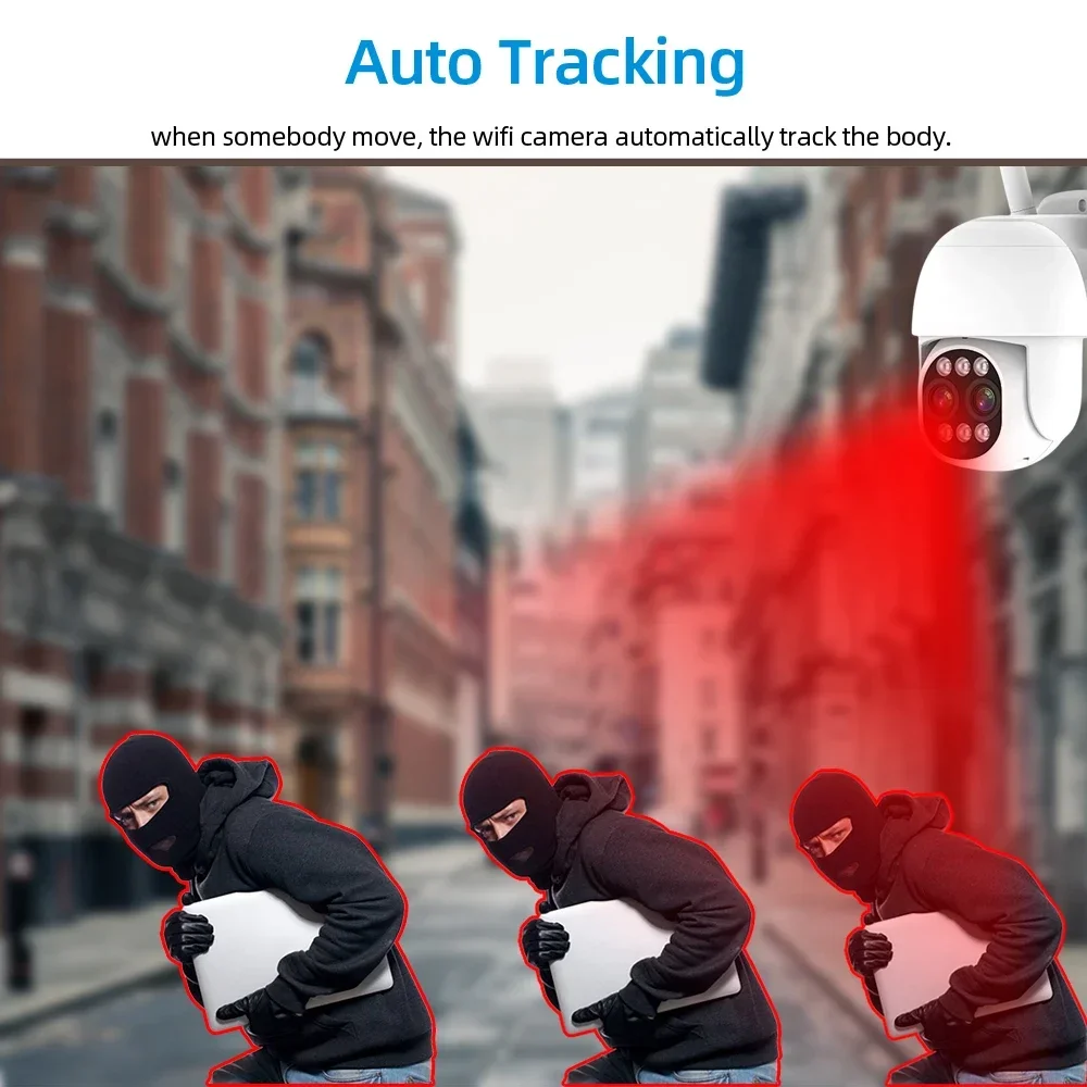 4K 8MP 16CH Wifi PTZ IP Camera System 10X Zoom Dual Lens Wireless Auto Tracking Surveillance Camera Kit 2 Way Audio CCTV NVR Kit