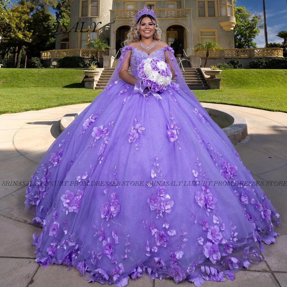 

Платье Quinceanera с мексиканскими 3D цветами по индивидуальному заказу, бальные платья, расшитые бисером и блестками, аппликации 15, торжественное платье Vestidos De 15 Años