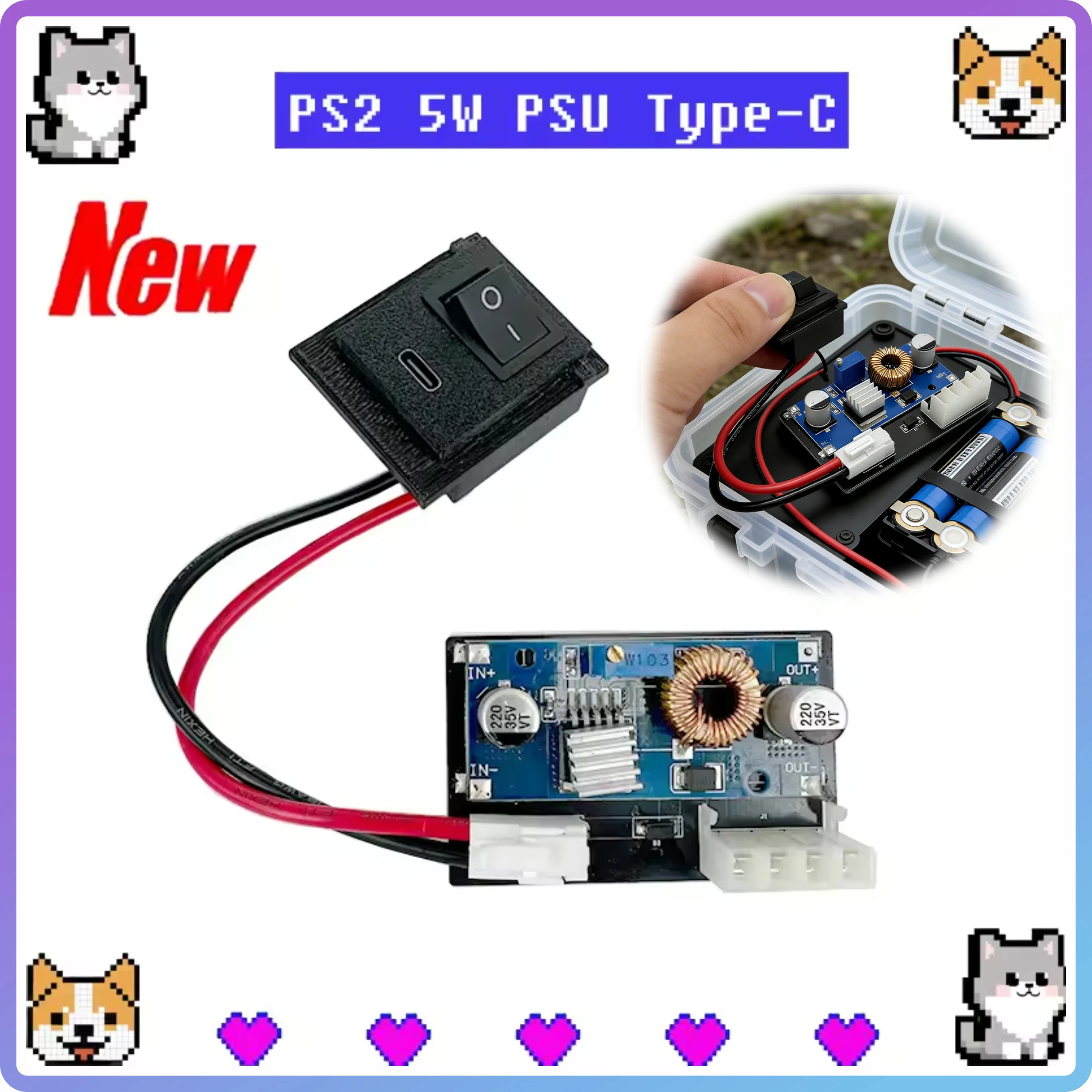 

Модуль блока питания Type C для PS2, модуль питания для консоли PS2 Fat 3XXXX/5XXX, замена платы питания, PD 3.0, запчасти для ретро-игровых приставок.