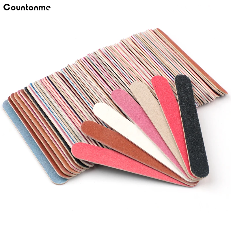 

Disposable Mini Wooden Nail Art Files 8.5*1.3cm Double Sided Thick Sticks Colorful Files Grinding Nail Salon Buffer Manicure