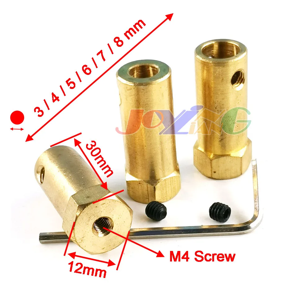 Immagine 3: Parti del robot del connettore del motore CC dell'accoppiamento dell'albero esagonale allungato in rame da 30 mm 3 mm 4 mm 5 mm 6 mm 7 mm 8 mm