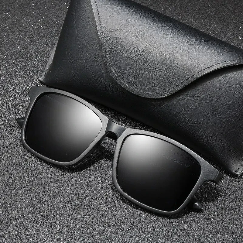 Fashion Sunglasses Men Polarized Sunglasses Men Driving Mirrors Coating Points Black Frame Eyewear Male Sun Glasses UV400