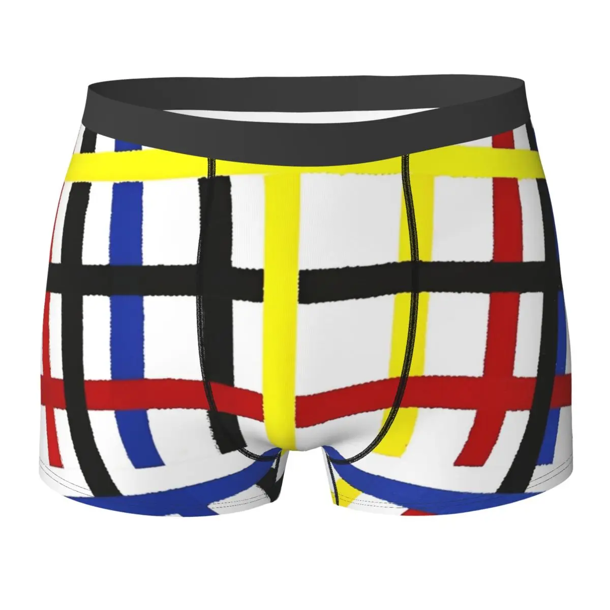 

Piet Mondrian Inspired Line Design Underwear Male Underpants Printed Classic Boxer Shorts Hot Shorts Briefs Plus Size