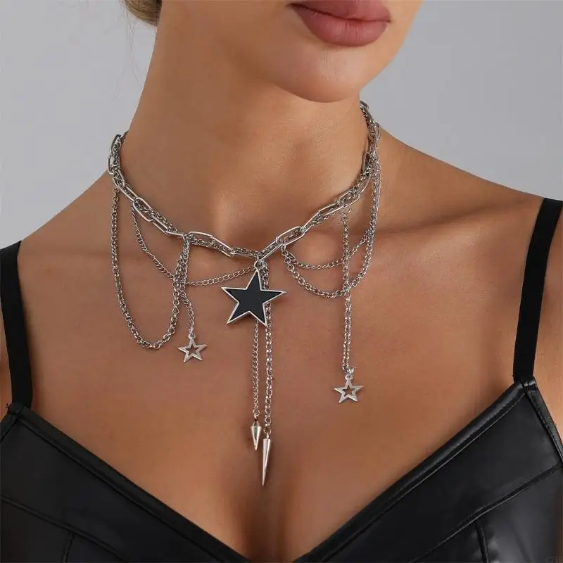  Dainty Alloy Five Star Pendant Chain Modern Feminine Jewelry For Any Occasion
