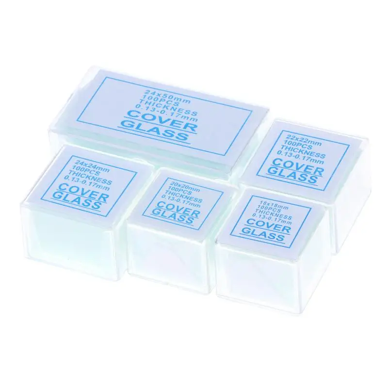 100Pcs Transparent Square Rectangle Microscope Coverslips Glass Cover Slides For Optical Instrument Replacement Use