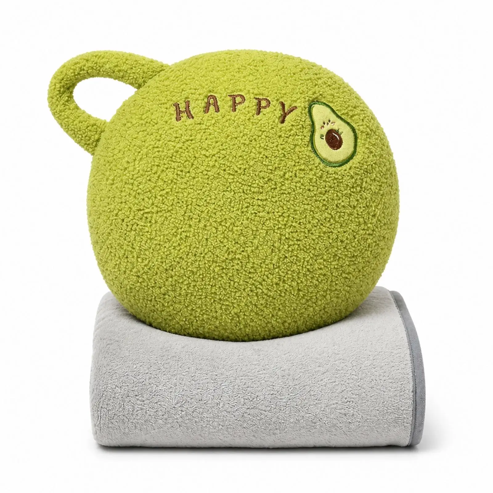 Portable Wearable Blanket Pillow with Handle Loop Flannel Throw Inside Cushion for Travel Car and Couch