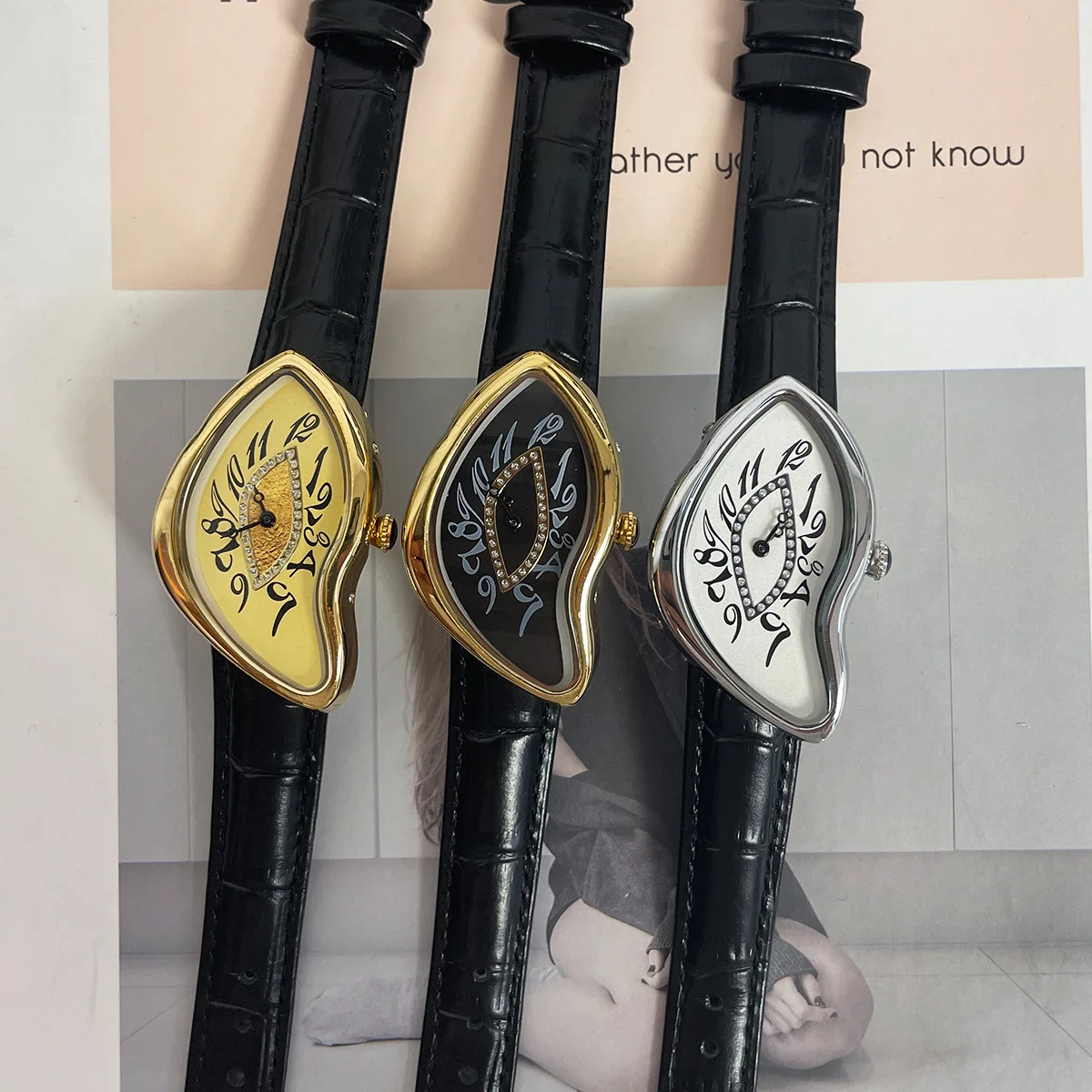 

Twisted Case Trendy Shape Y2k Style 2025 Quartz Men's Watch Personalized Niche Design Watch Leather Waterproof Watch AAA Clock