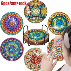 GATYZTORY 6Pcs DIY Diamond Painting Coaster Mandala Zero Foundation Kit Coaster Cup Decoration