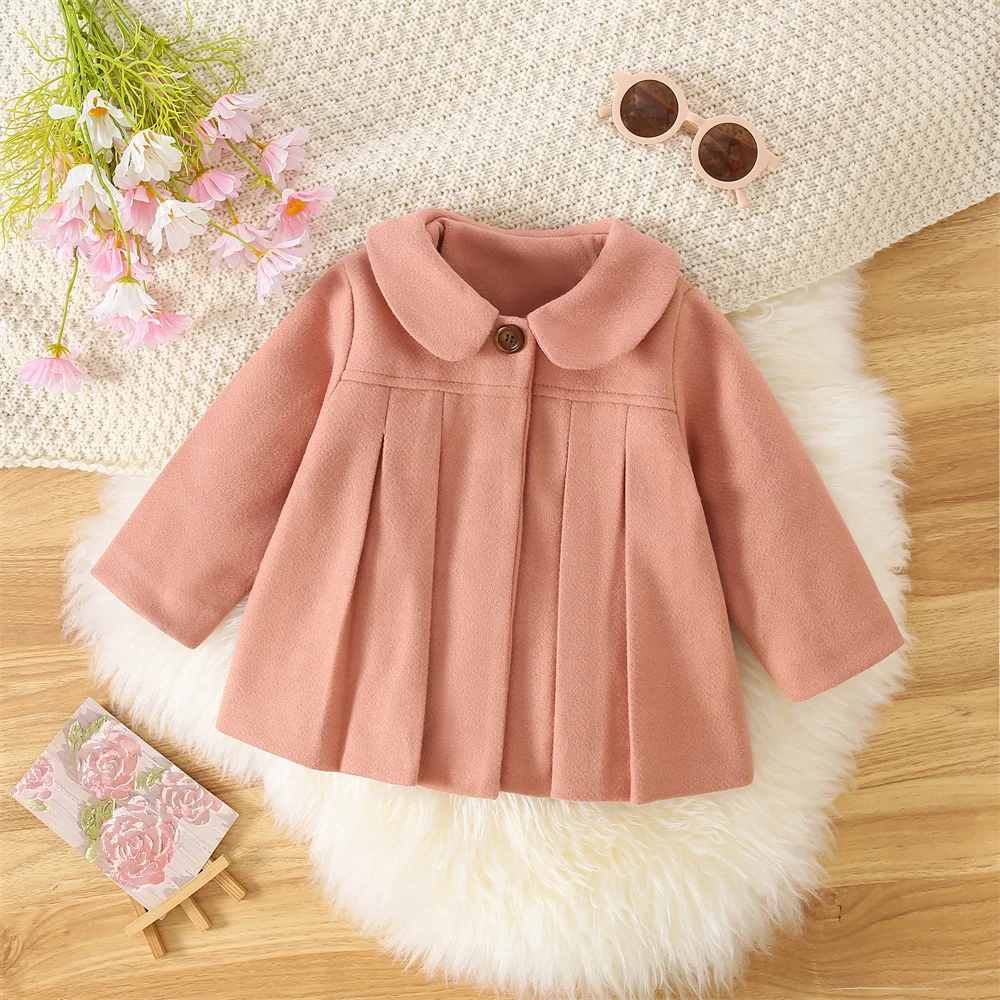 Baby Girl\'S Summer Solid Color Woolen Coat For Baby Kids Cute Lapel Coat For Kids Girl Jacket Top For Baby Girl