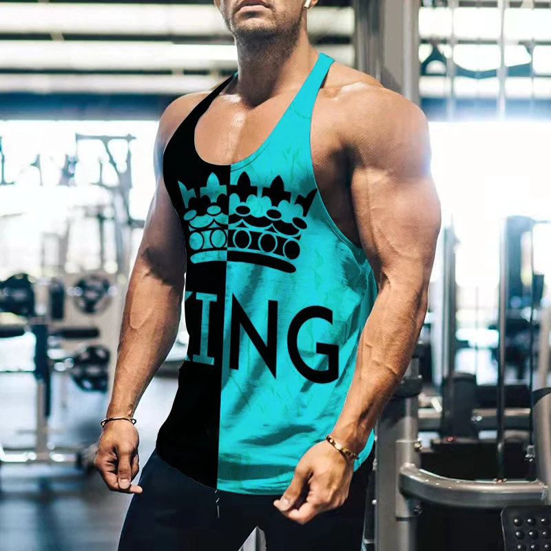 King Letter 3D Printed Tank Tops Summer Men\'s Casual Fashion Streetwear Oversized Sleeveless Tank Top Male Gym Vest Man Clothing