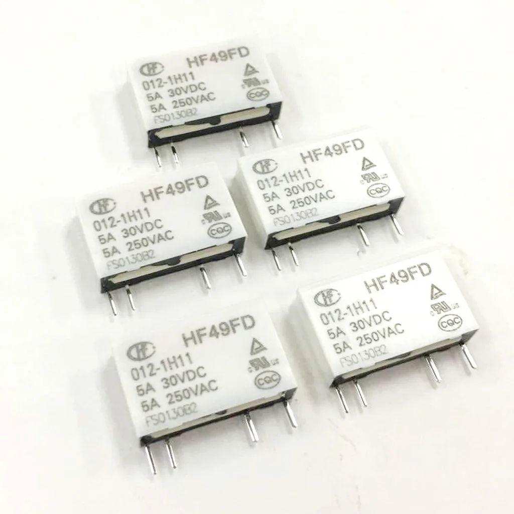 5 Pieces 12VDC 250VAC 5A 4 Terminal NO SPST HF49FD 012-1H11 Power Relay