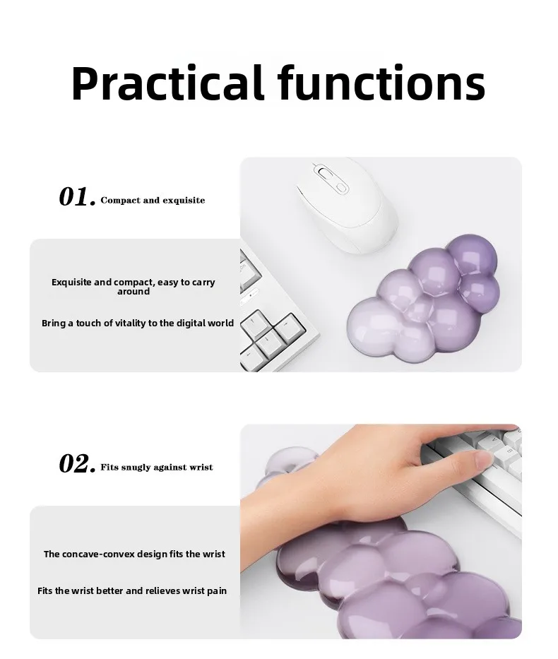 Cloud-Silikon-Handgelenkauflage für Tastatur, transparente Schreibtischunterlage mit Farbverlauf für Büro und Gaming, 5 Farboptionen – Detail 11