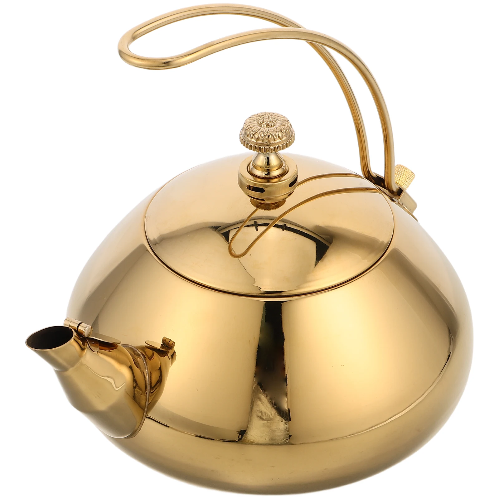 

Stainless Steel Teapot Modern Home Kettle Chinese Palace Portable Kitchen Golden Office Travel