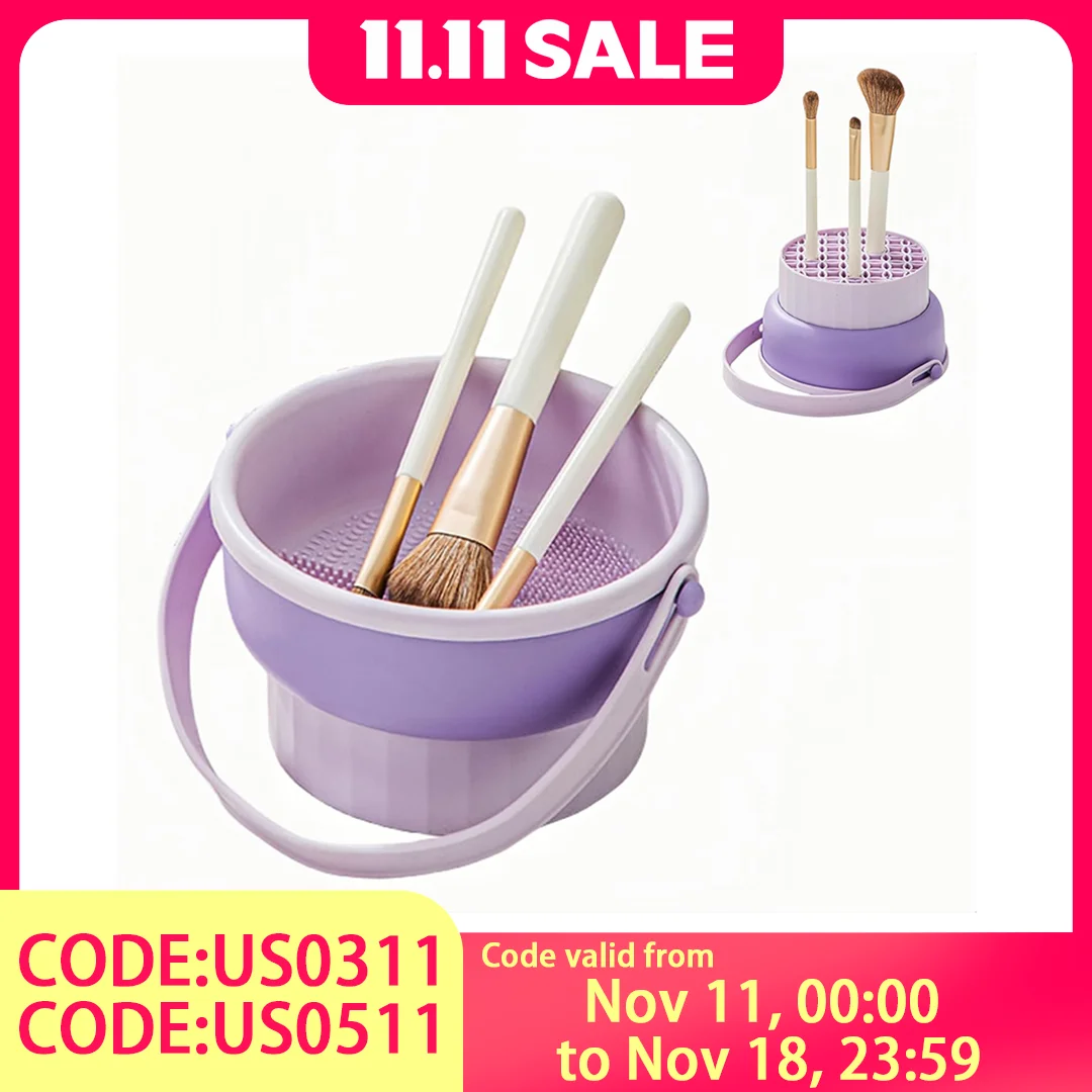 Caja limpiadora de brochas de maquillaje, Kit de limpieza de herramientas de belleza navideña para secado rápido y desinfección, 1 paquete