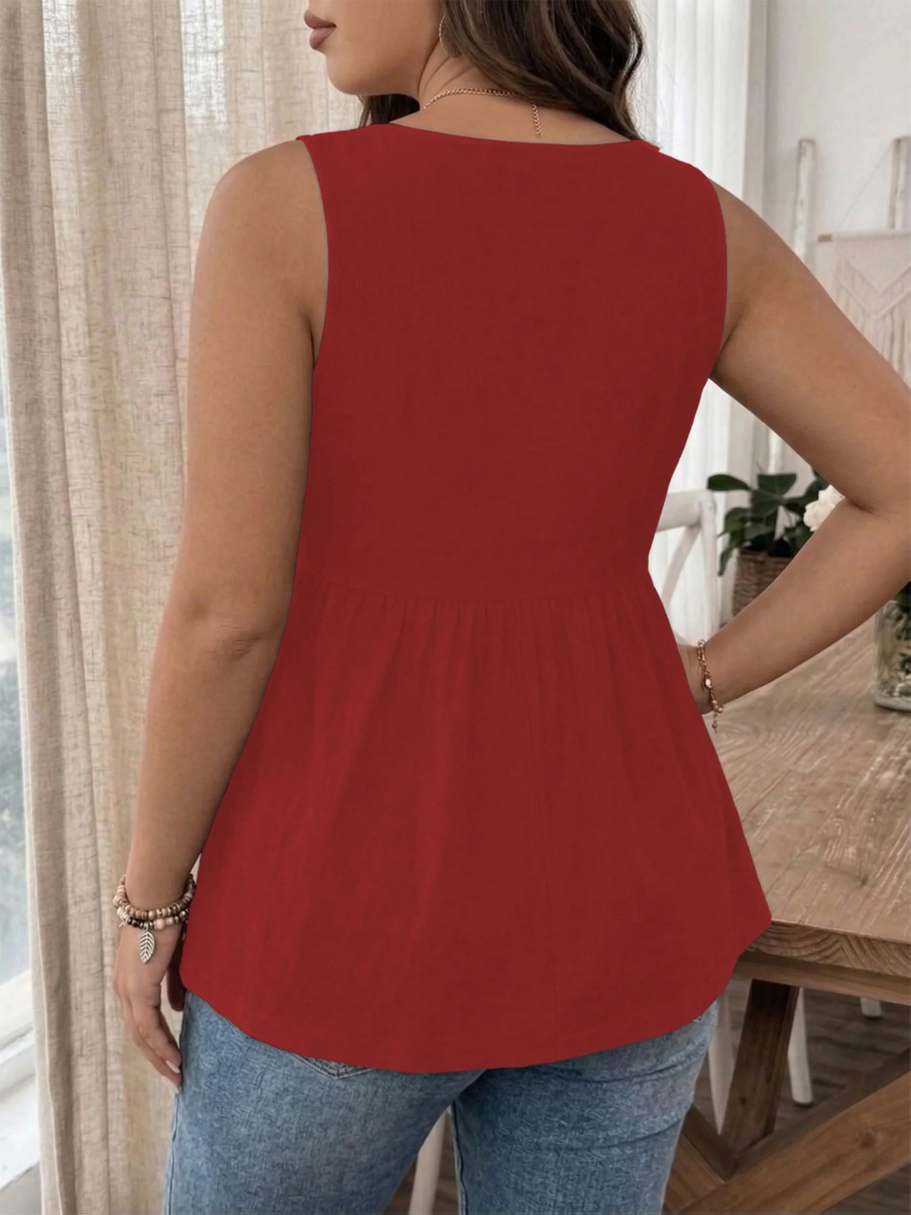 Stilvolles Plus-Size Damen-Tanktop mit Knopfdetails für mühelosen Mode-Look – Detail 28